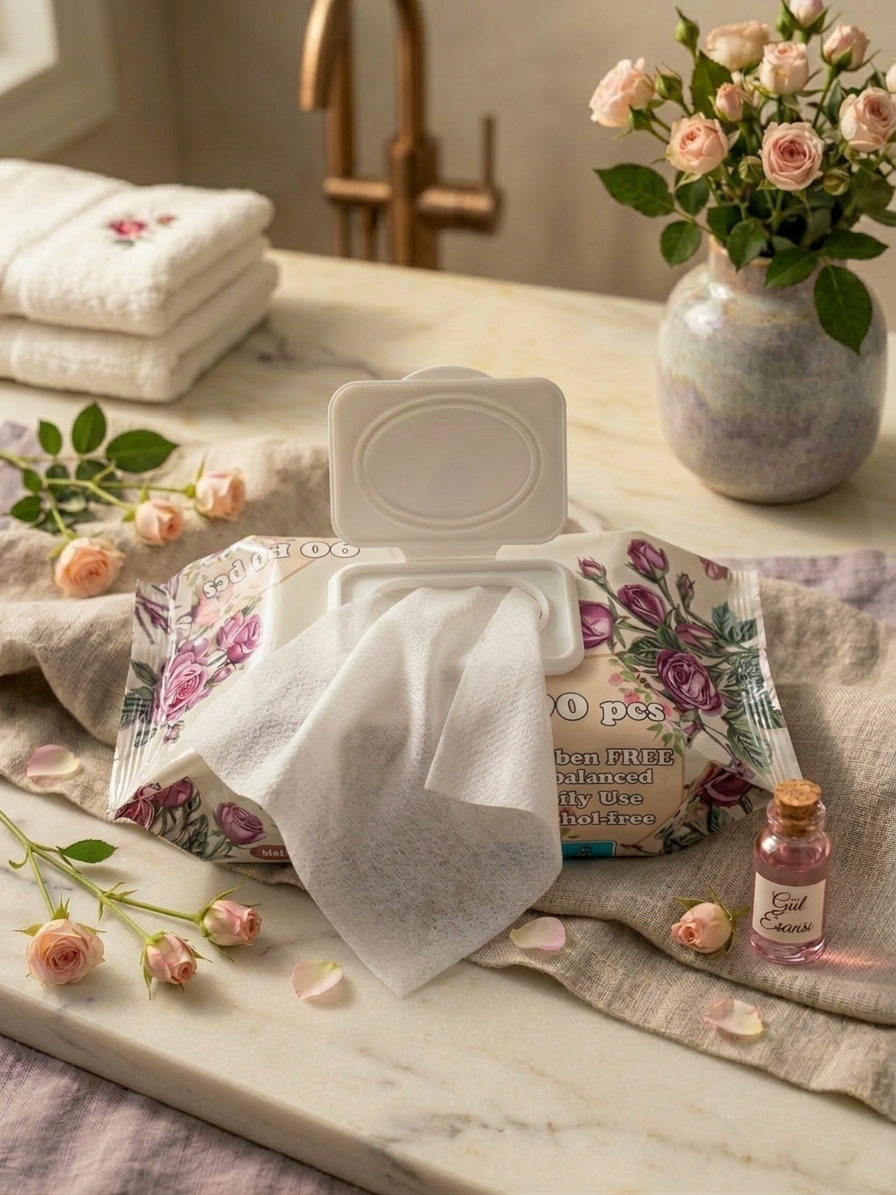 Permissive Gül Kokulu 90’lı Islak Mendil — açık paket